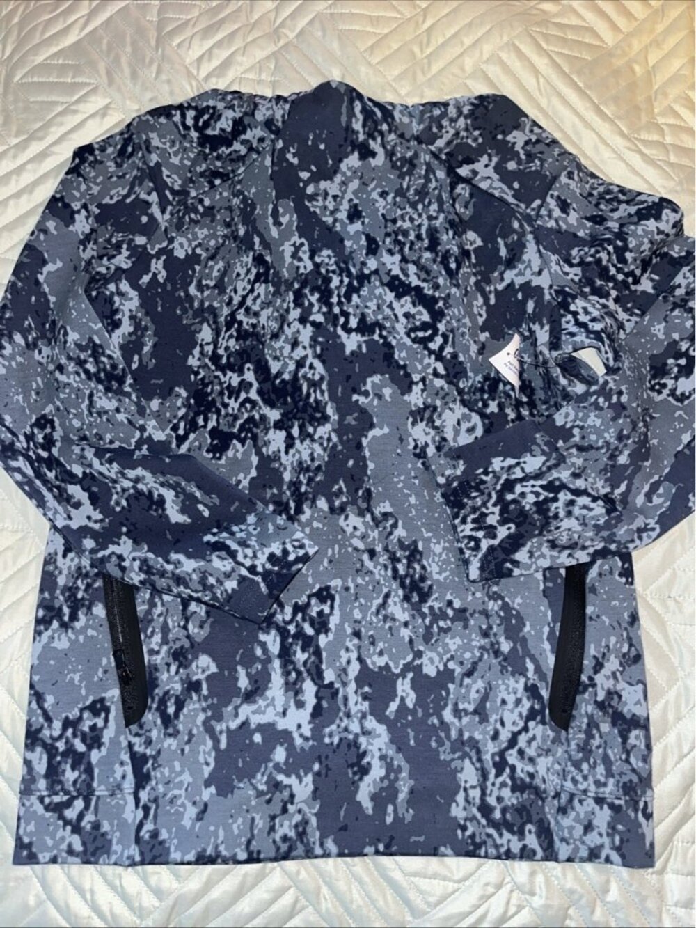 Old Navy Dynamic Fleece Boys Camouflage Blue Hoodie Zip Pockets Large 10/12 NWT